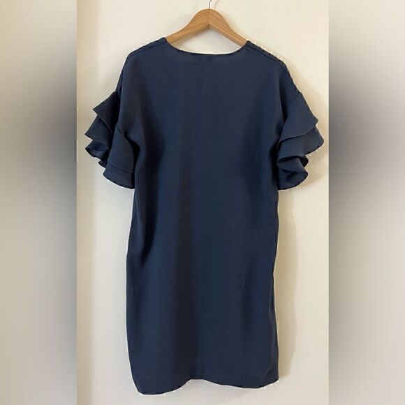 NWT Banana Republic Shift/Column V-Neck Dress with
Ruffled Sleeves Navy Size 0 - Picture 2 of 7